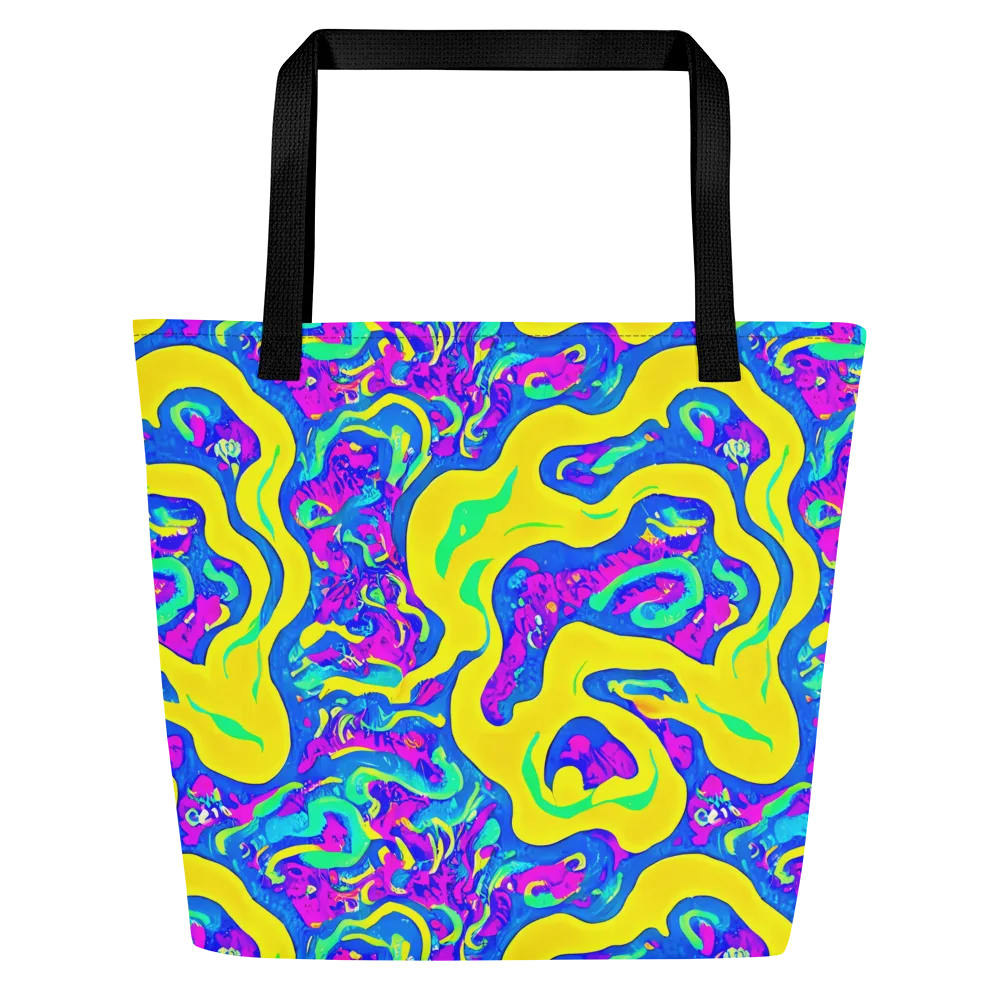 Fevered Flow on Large Tote Bag W/ Pocket — Front