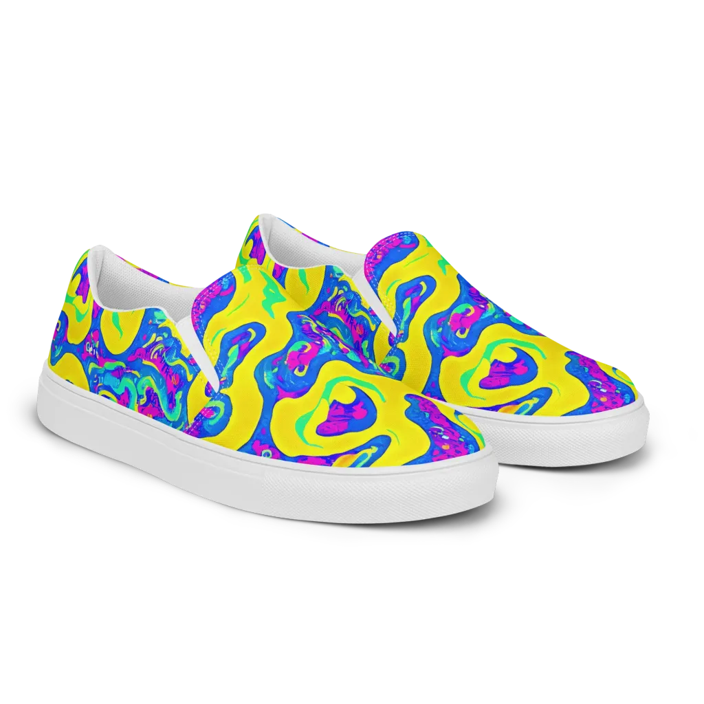 Fevered Flow on Women's Slip-On Canvas Shoes — Right Front