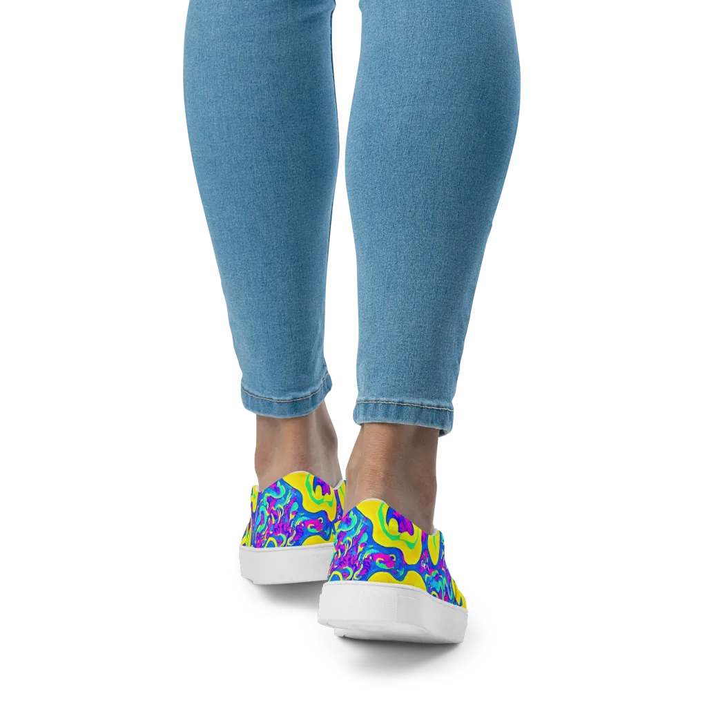 Fevered Flow on Women's Slip-On Canvas Shoes — Back