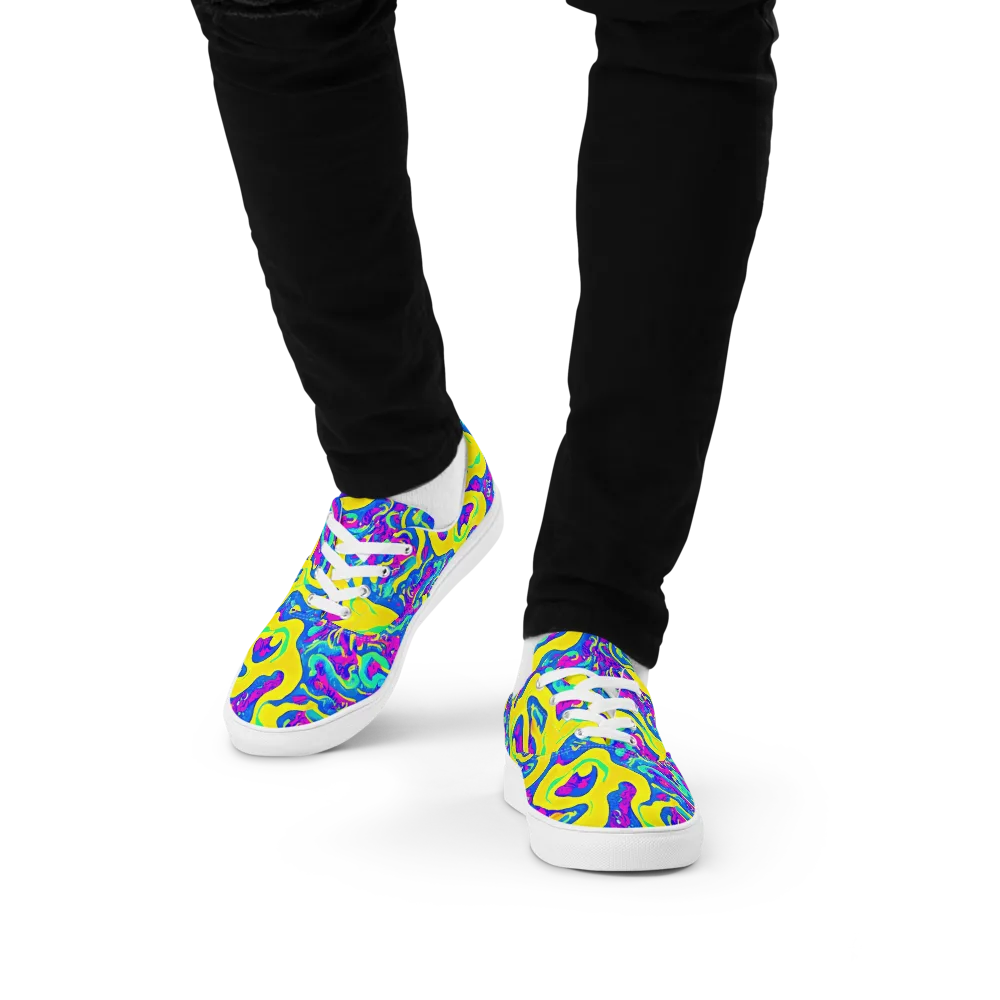 Fevered Flow on Men's Lace-Up Canvas Shoes — Front