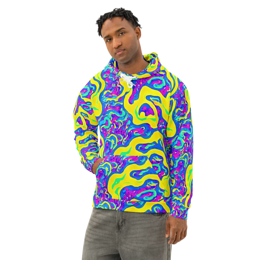 Fevered Flow on Cotton Hoodie — Left Front