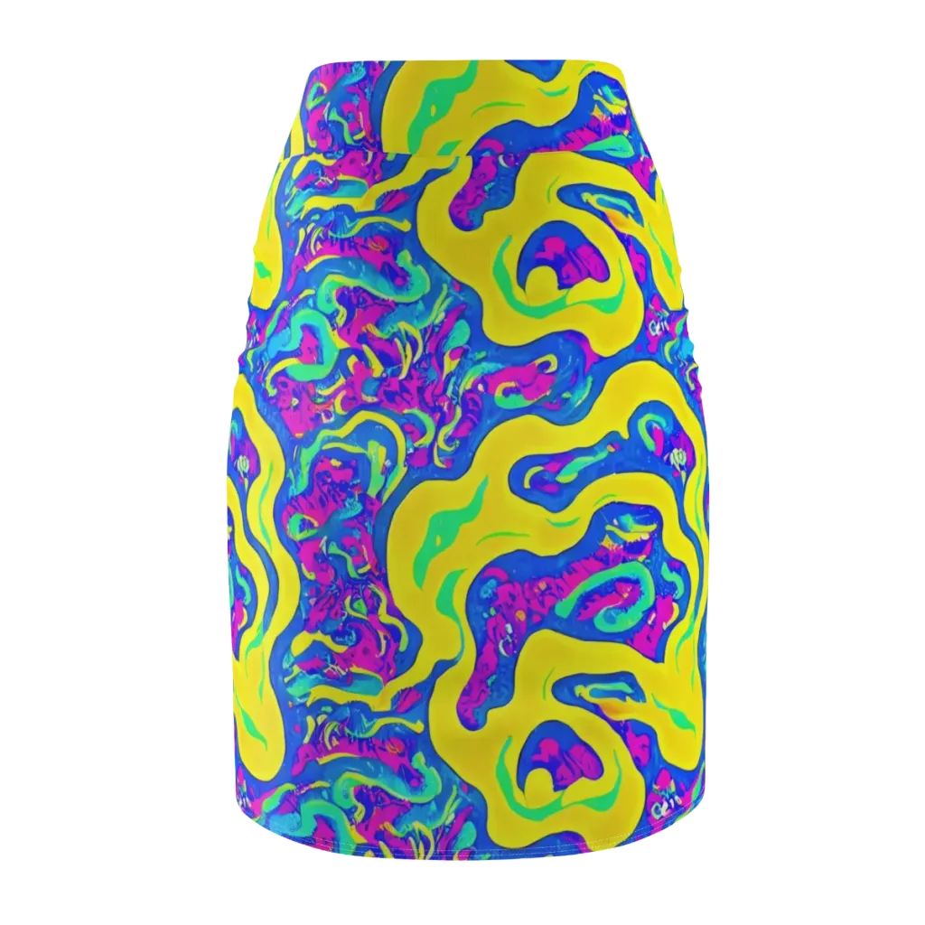 Fevered Flow on Pencil Skirt — Back