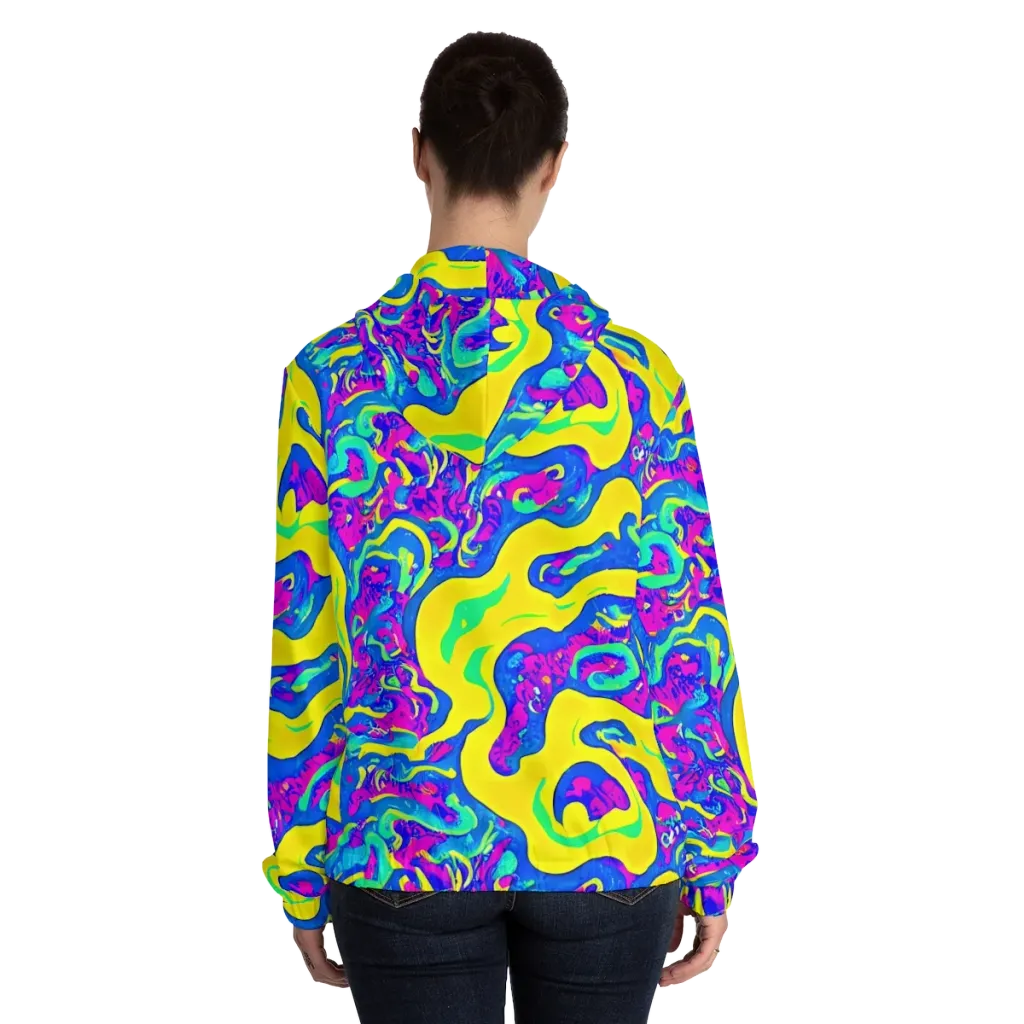 Fevered Flow on Women's Full-Zip Hoodie — Back On Person