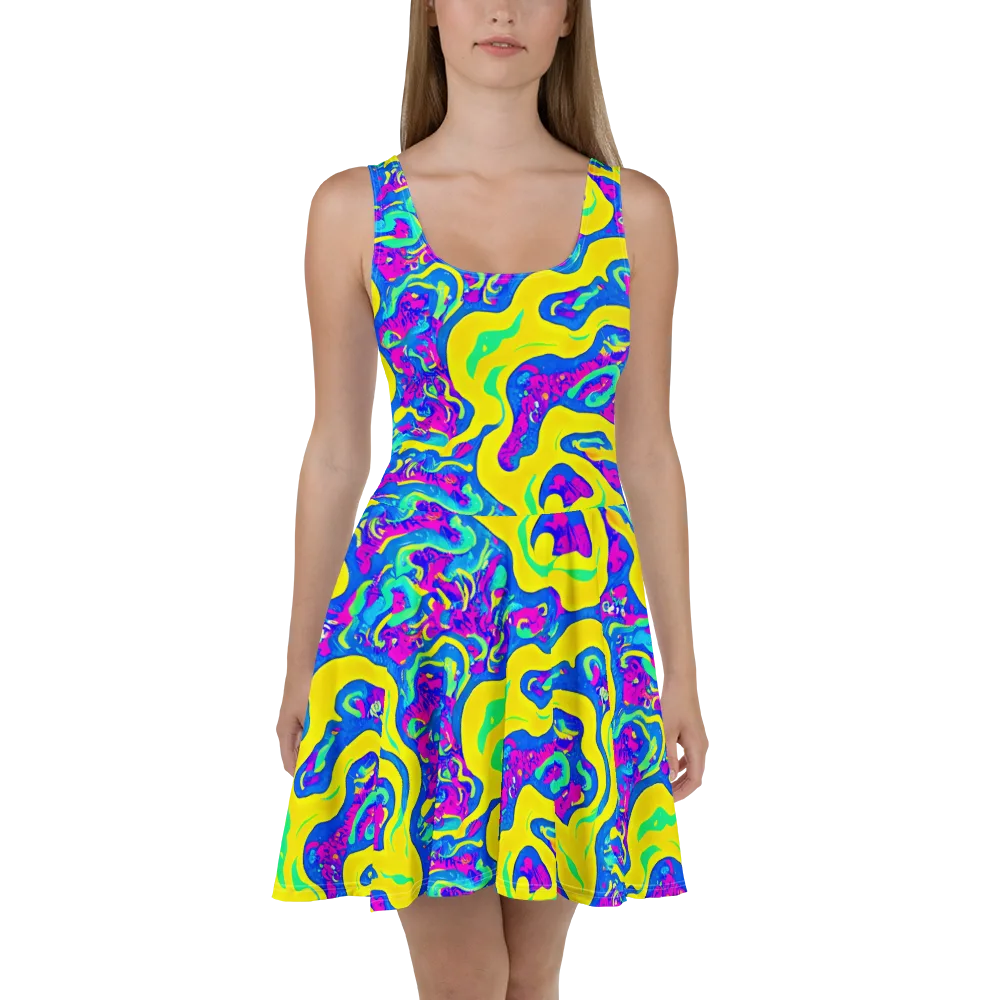 Fevered Flow on Skater Dress — Front