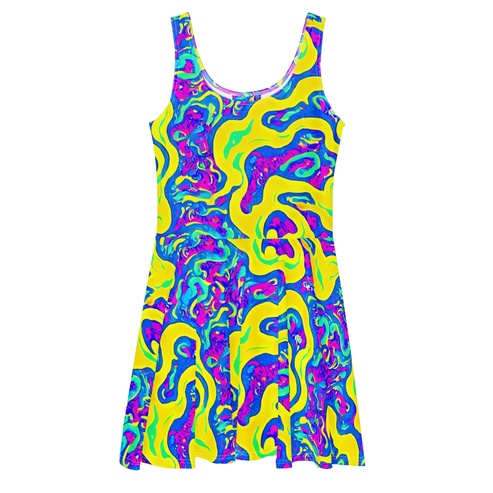 Fevered Flow on Skater Dress — Front