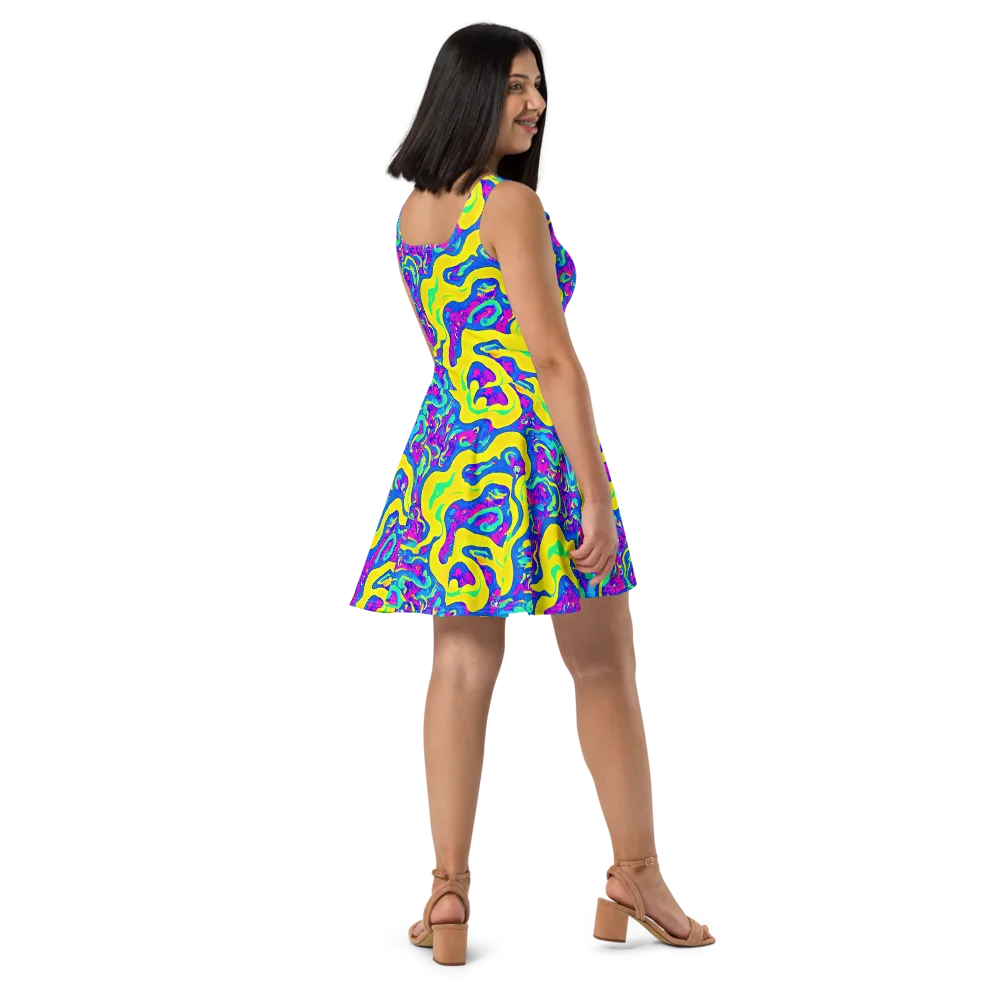 Fevered Flow on Skater Dress — Right