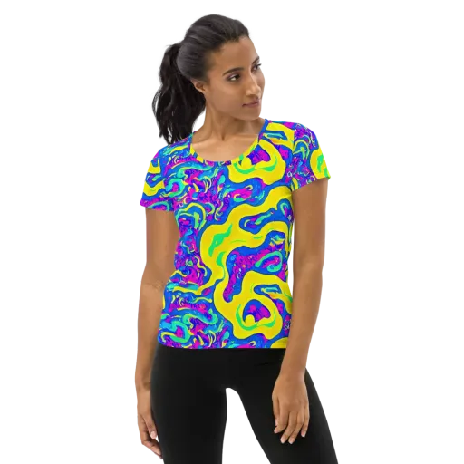 Fevered Flow on a Women's Athletic T-Shirt
