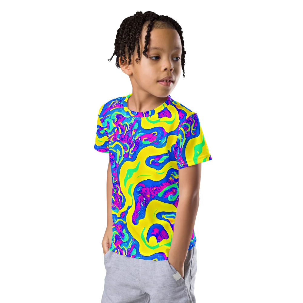 Fevered Flow on Kids Crew Neck T-Shirt — Left Front