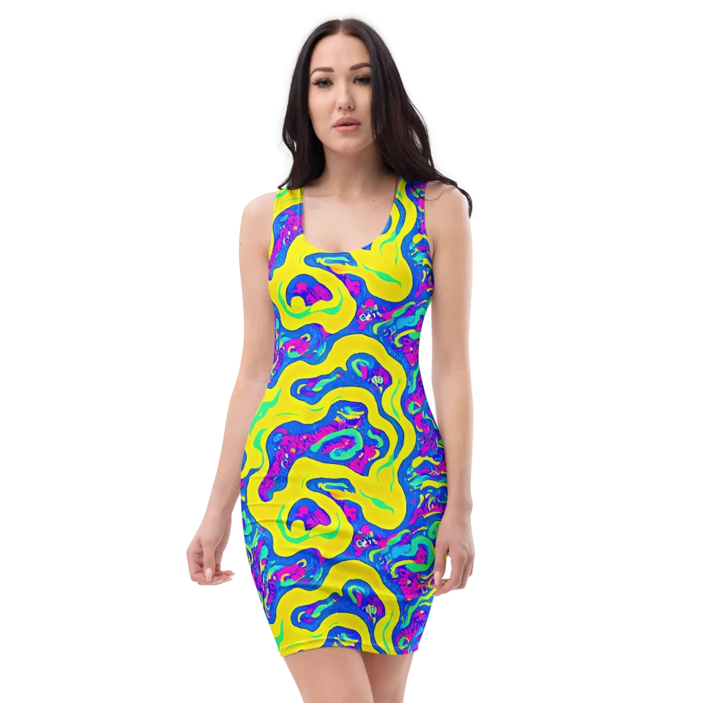 Fevered Flow on Bodycon Dress — Front