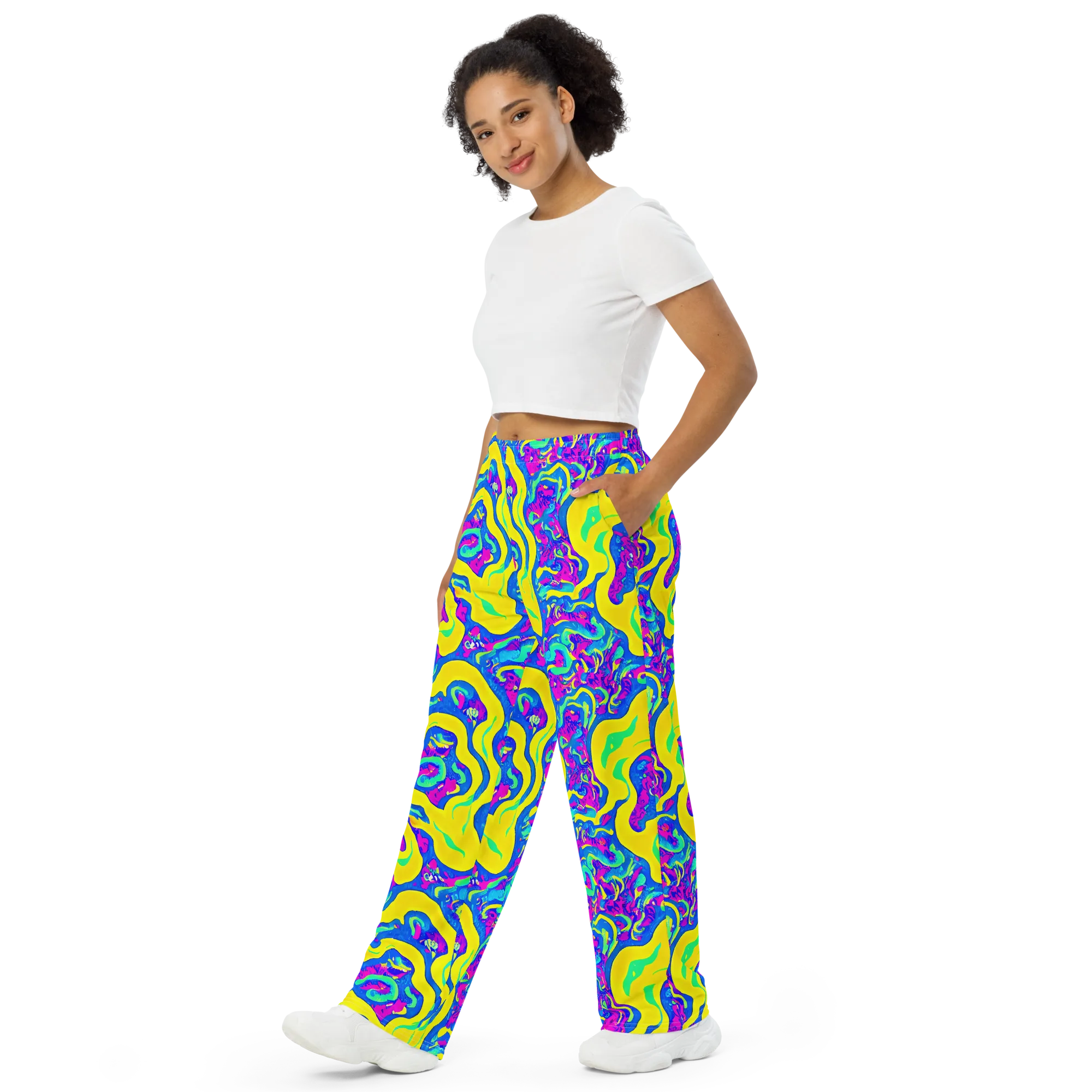 Fevered Flow on Wide-Leg Pants — Left Front