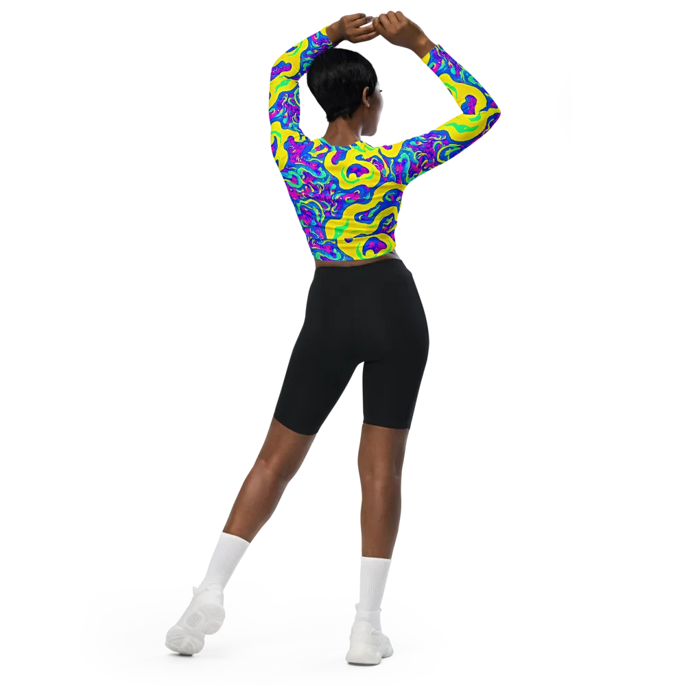 Fevered Flow on Long Sleeve Crop Top — Back
