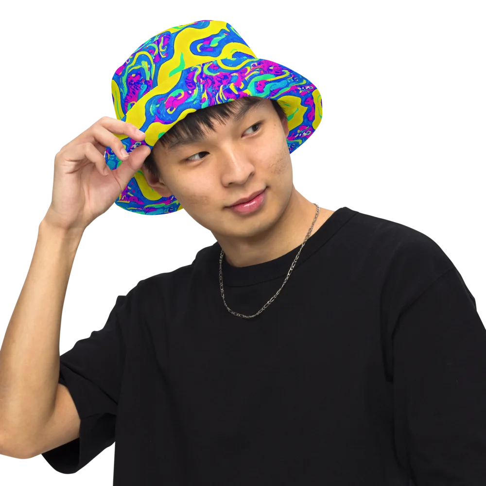 Fevered Flow on Reversible Bucket Hat — Front Inside
