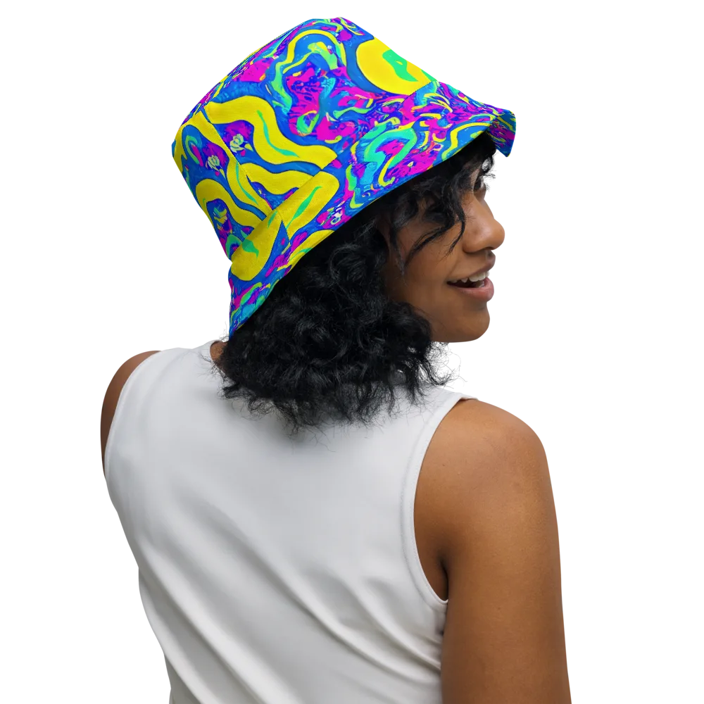 Fevered Flow on Reversible Bucket Hat — Right Outside
