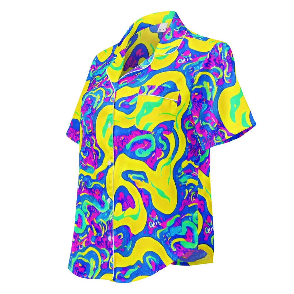 Fevered Flow on Women's Short Sleeve Pajama Top — Left Front
