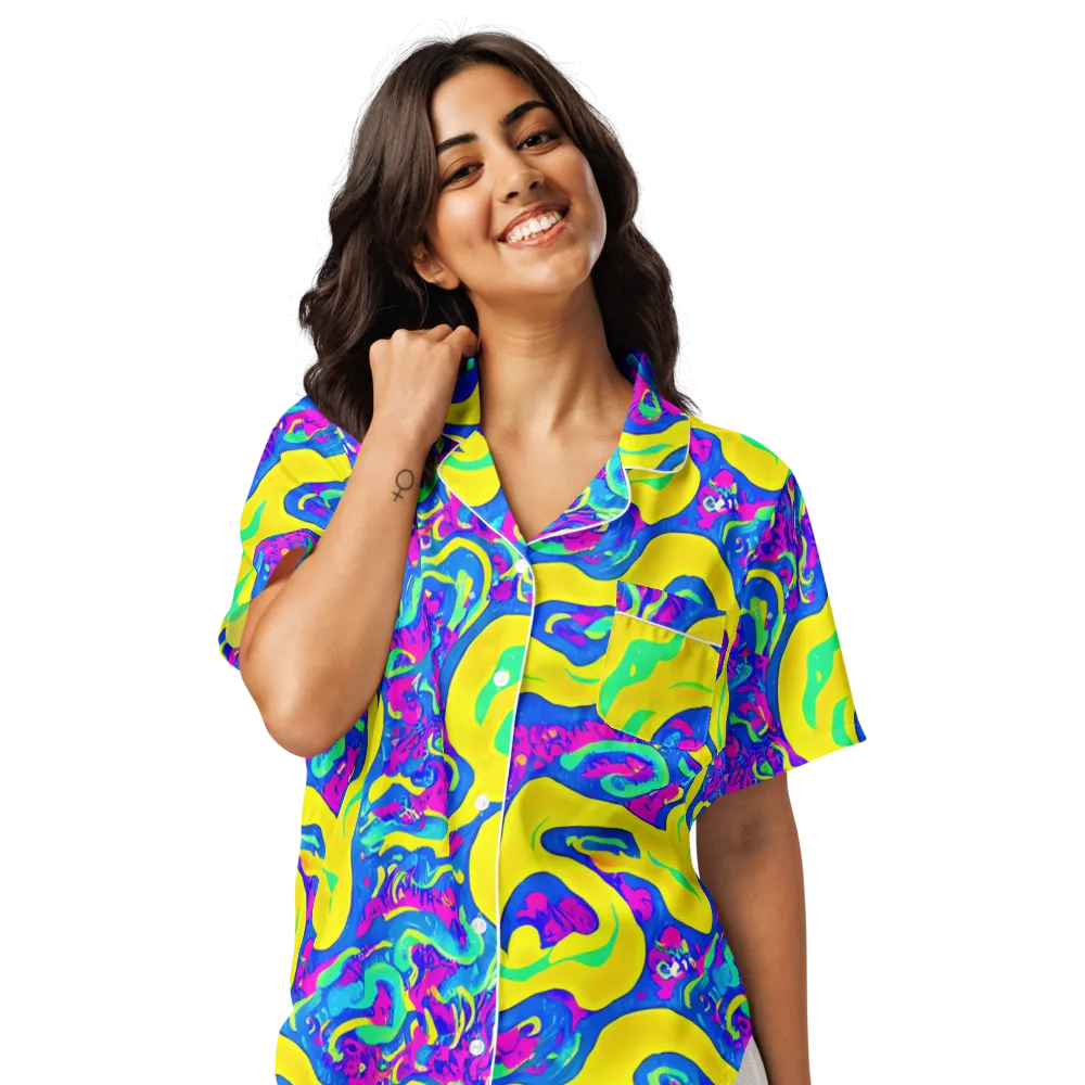 Fevered Flow on Women's Short Sleeve Pajama Top — Front