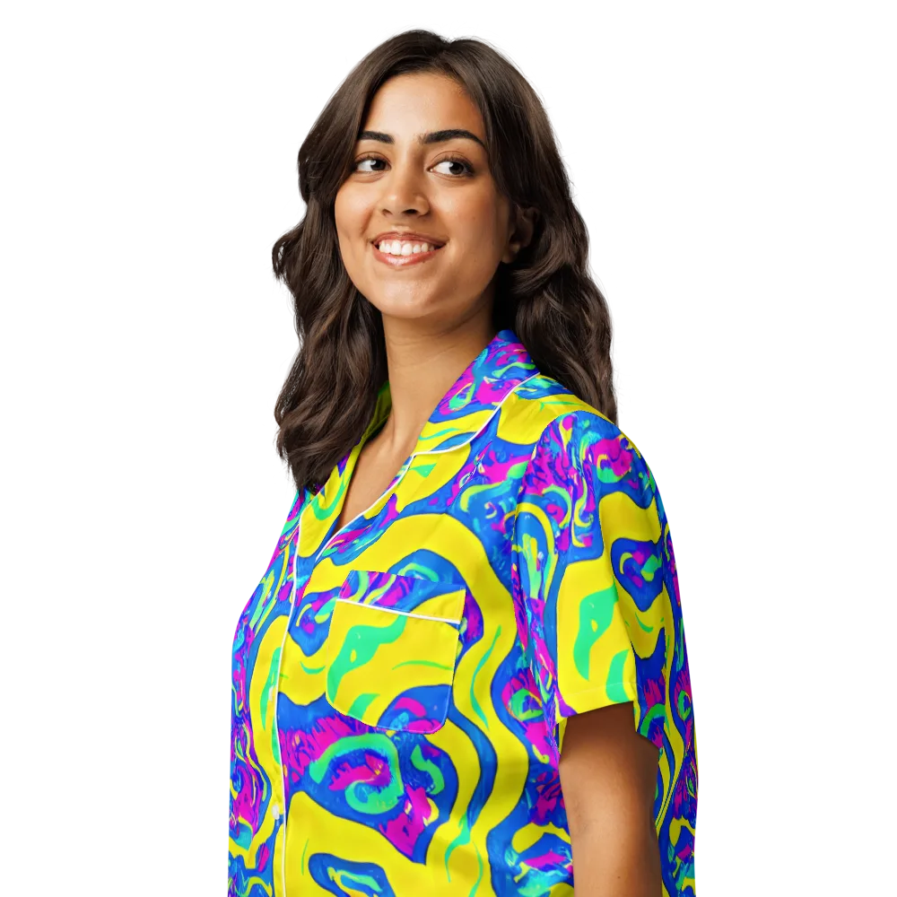 Fevered Flow on Women's Short Sleeve Pajama Top — Left Front
