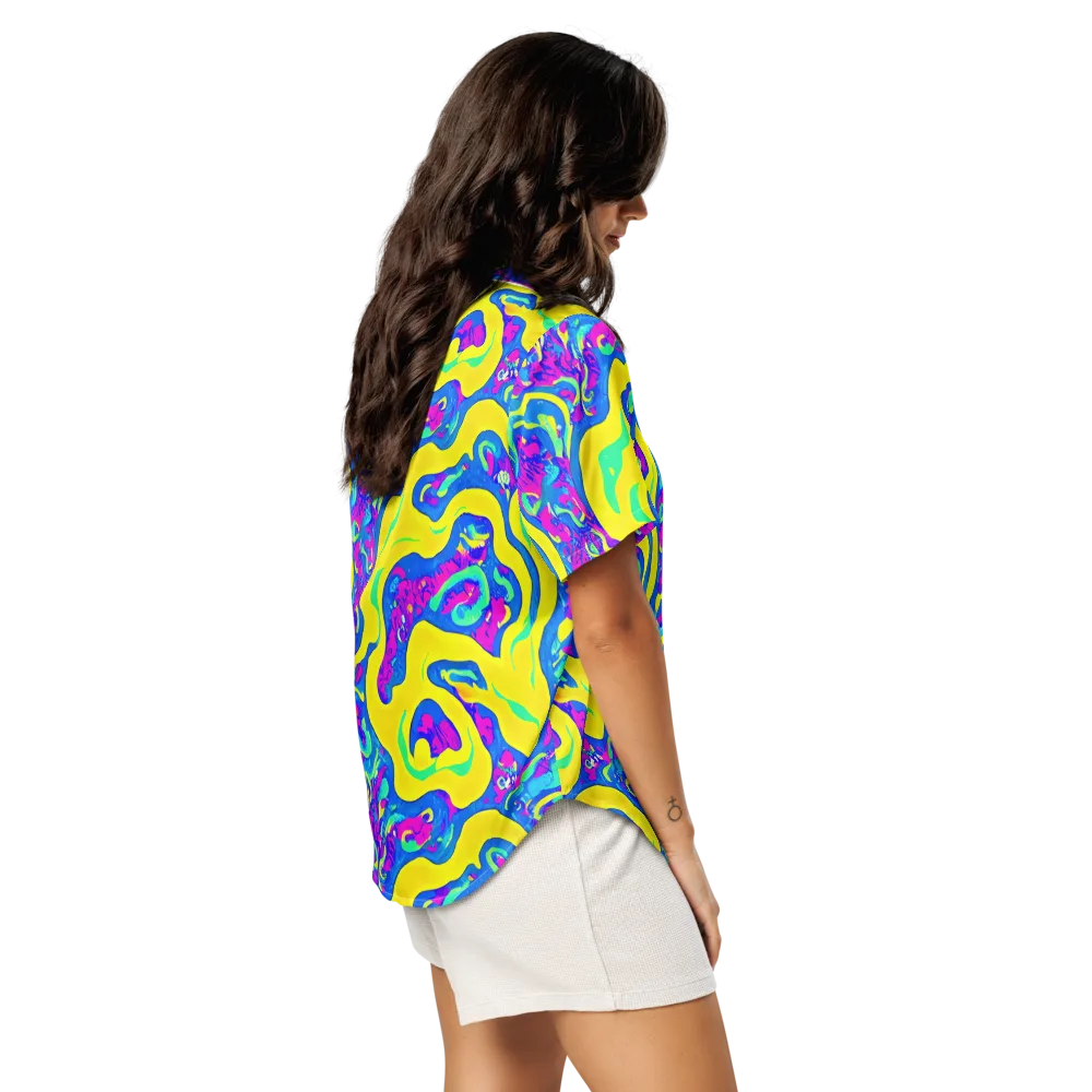 Fevered Flow on Women's Short Sleeve Pajama Top — Right Back