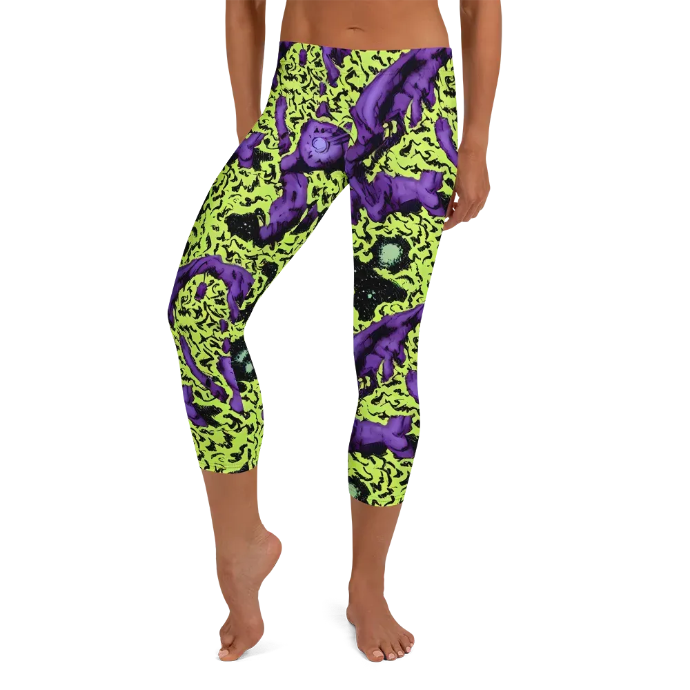 Violet Mayhem on Capri Leggings — Front