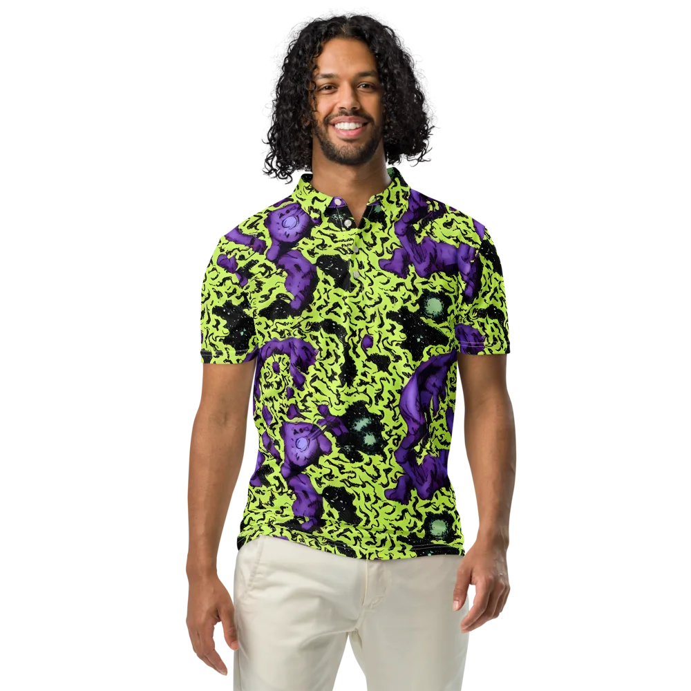 Violet Mayhem on Men's Slim Fit Polo Shirt — Front