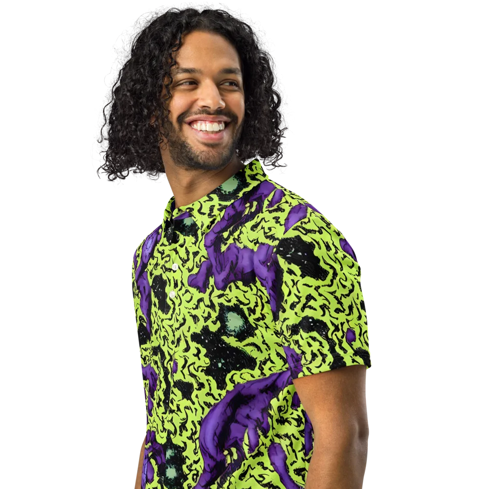Violet Mayhem on Men's Slim Fit Polo Shirt — Left Front