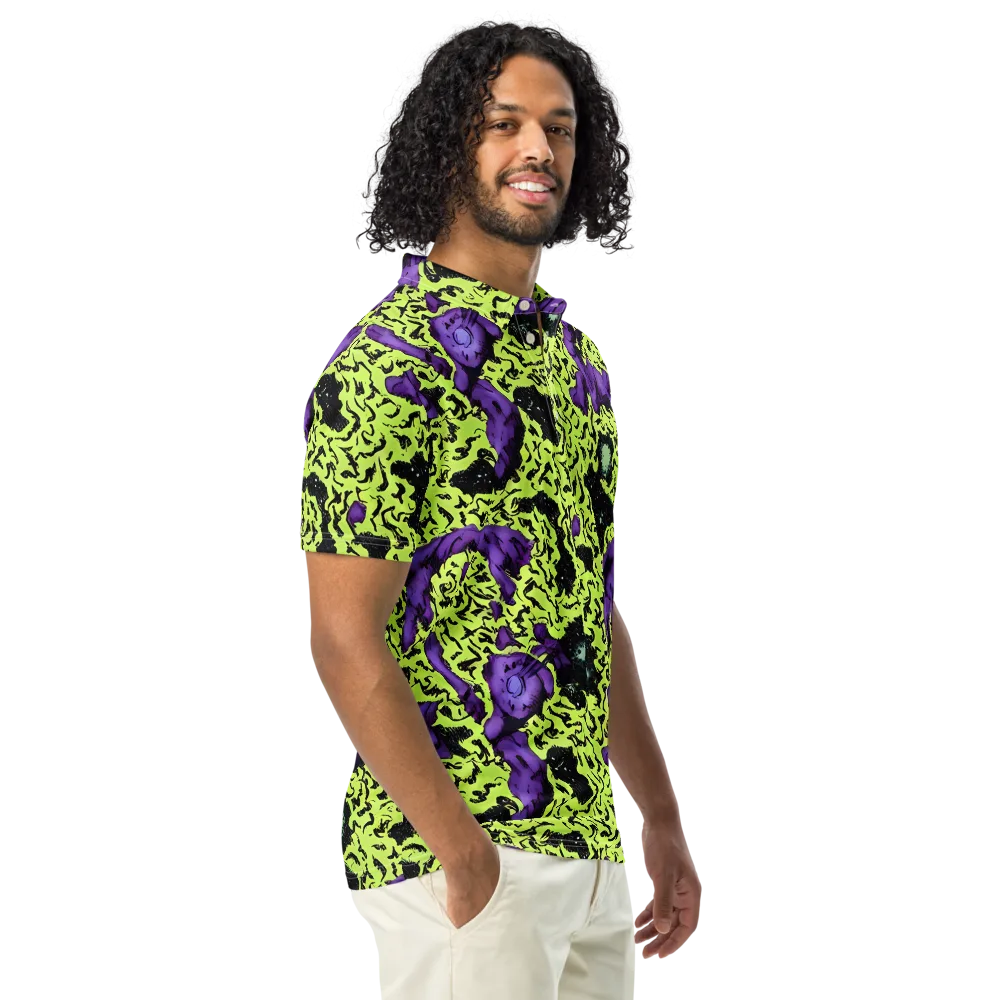 Violet Mayhem on Men's Slim Fit Polo Shirt — Right Front