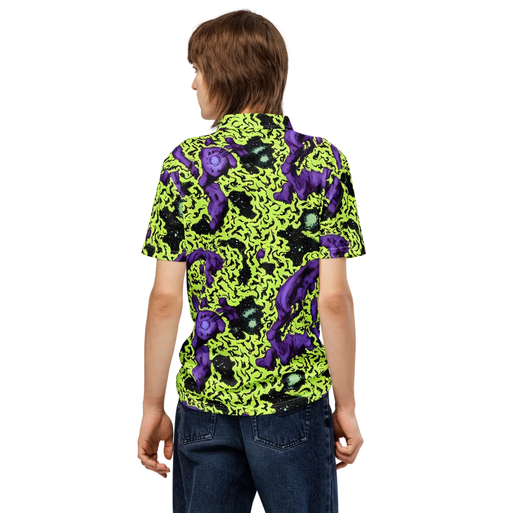 Violet Mayhem on Men's Slim Fit Polo Shirt — Back
