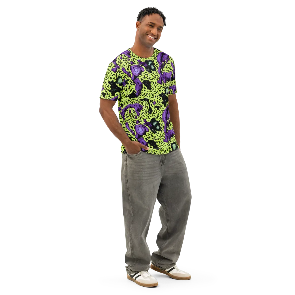 Violet Mayhem on Men's Cotton Crew Neck T-Shirt — Right Front