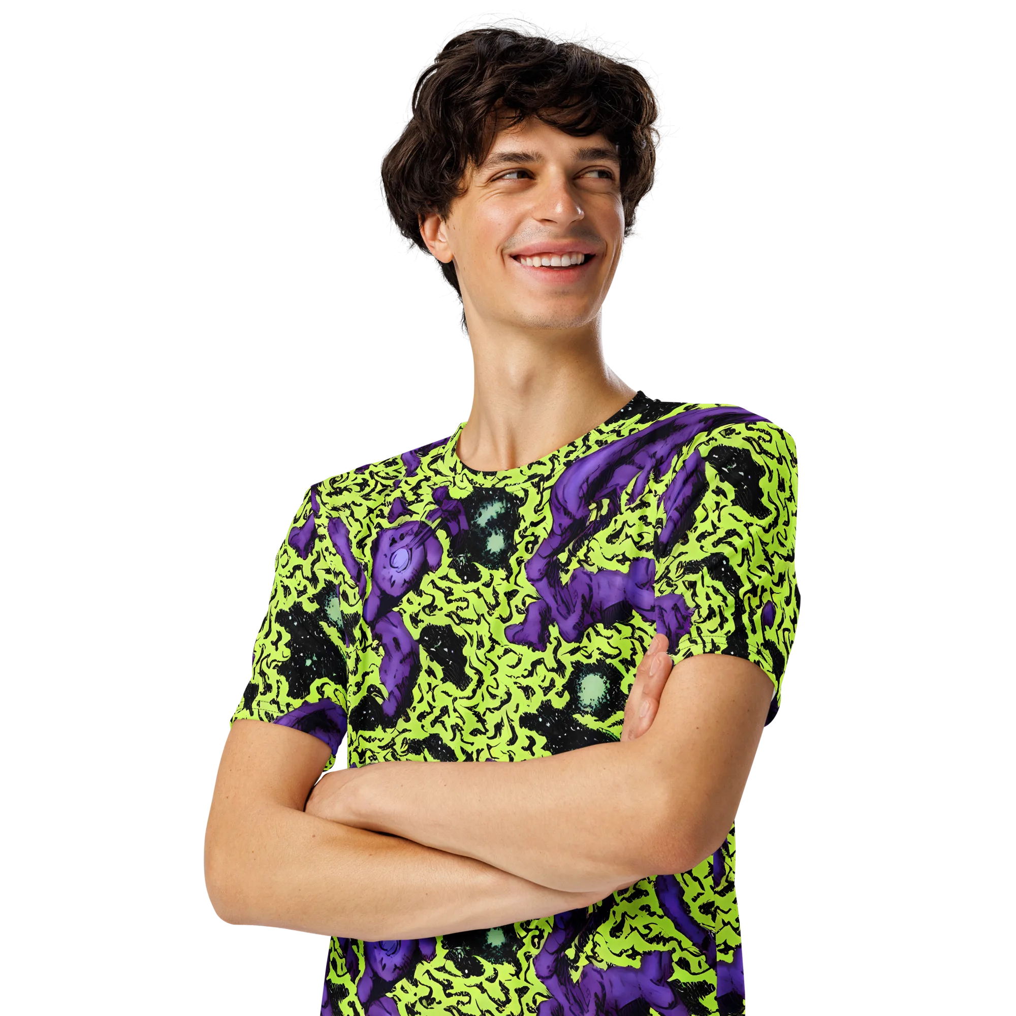 Violet Mayhem on Men's Crew Neck T-Shirt — Left Front