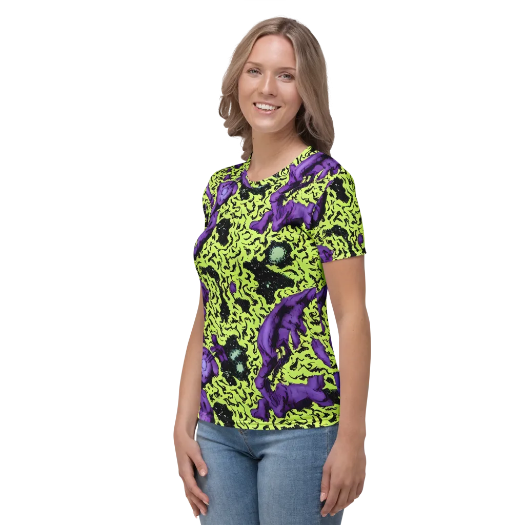 Violet Mayhem on Women's Crew Neck T-Shirt — Left