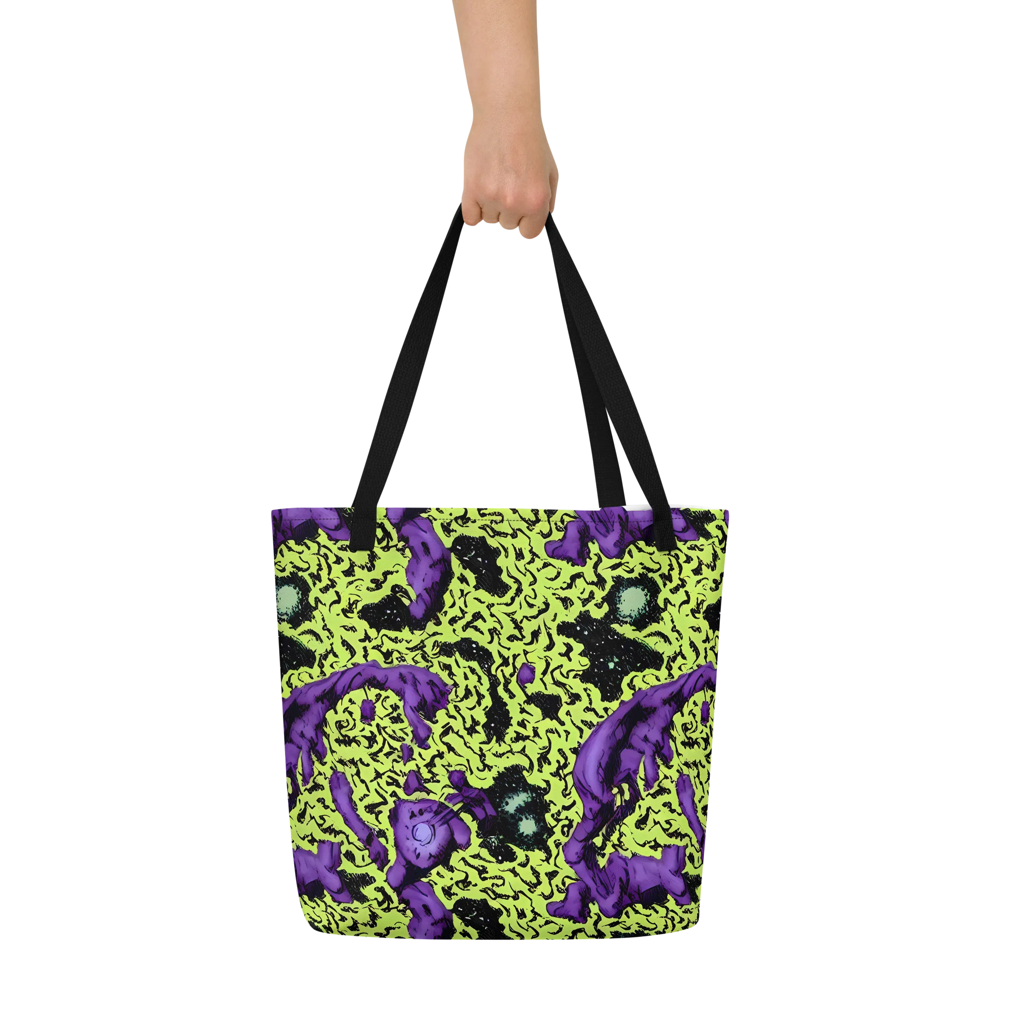 Violet Mayhem on Large Tote Bag W/ Pocket — Front