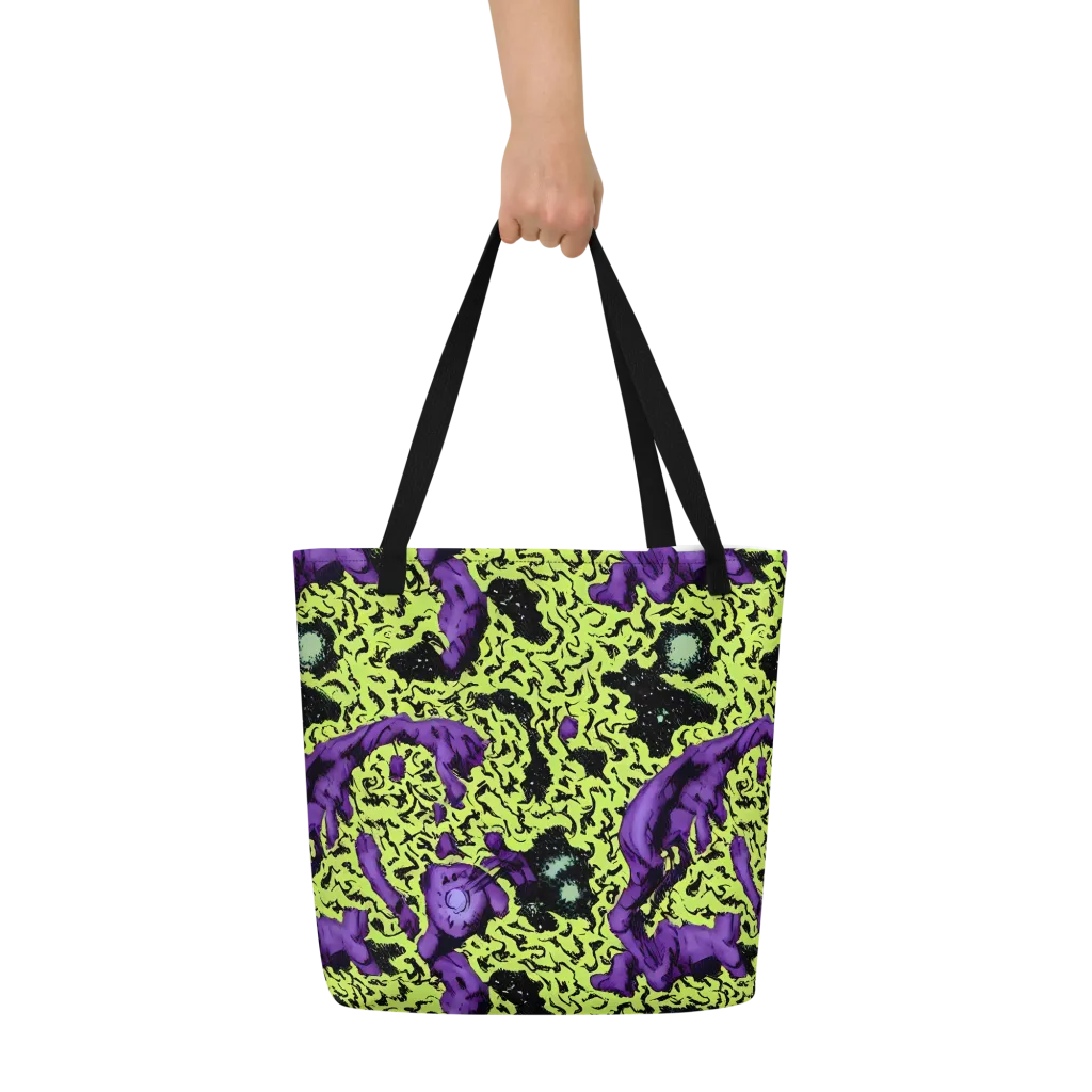 Violet Mayhem on Large Tote Bag W/ Pocket — Front