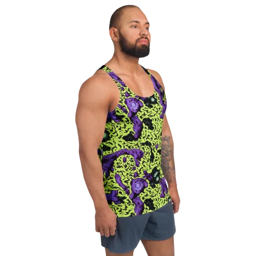 Violet Mayhem on a Men's Tank Top