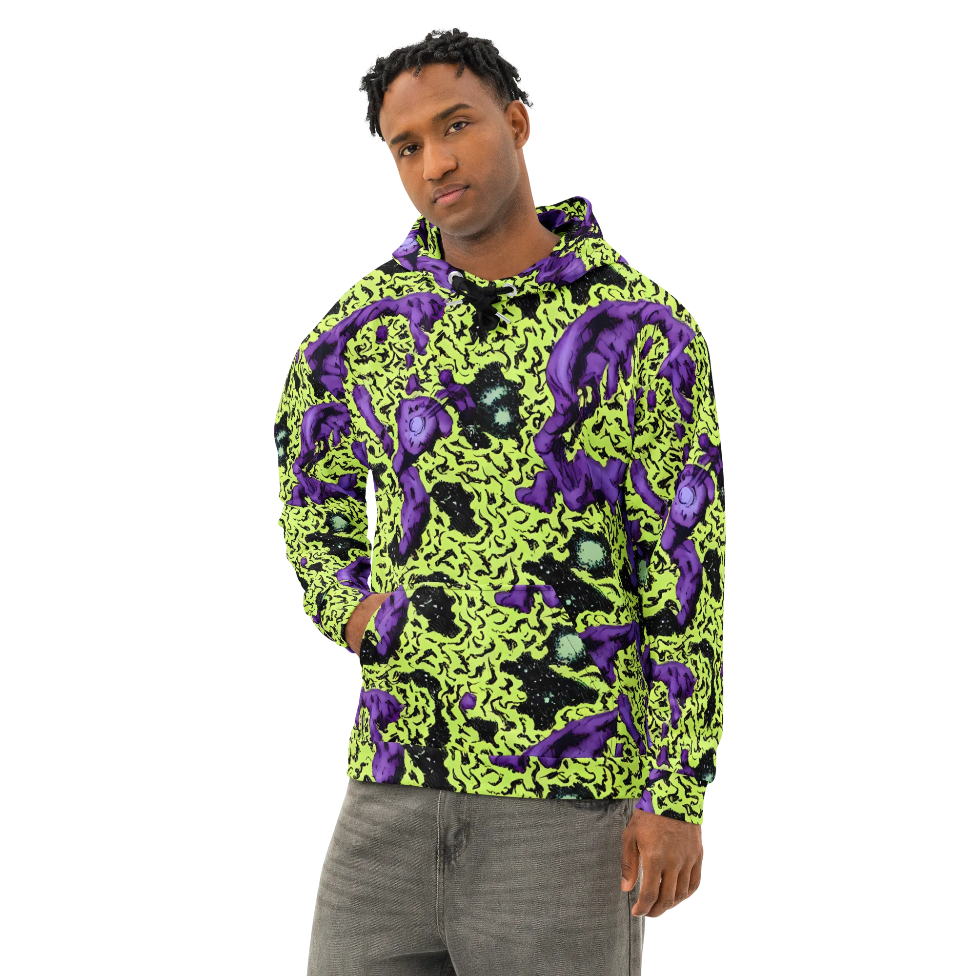 Violet Mayhem on Cotton Hoodie — Left Front