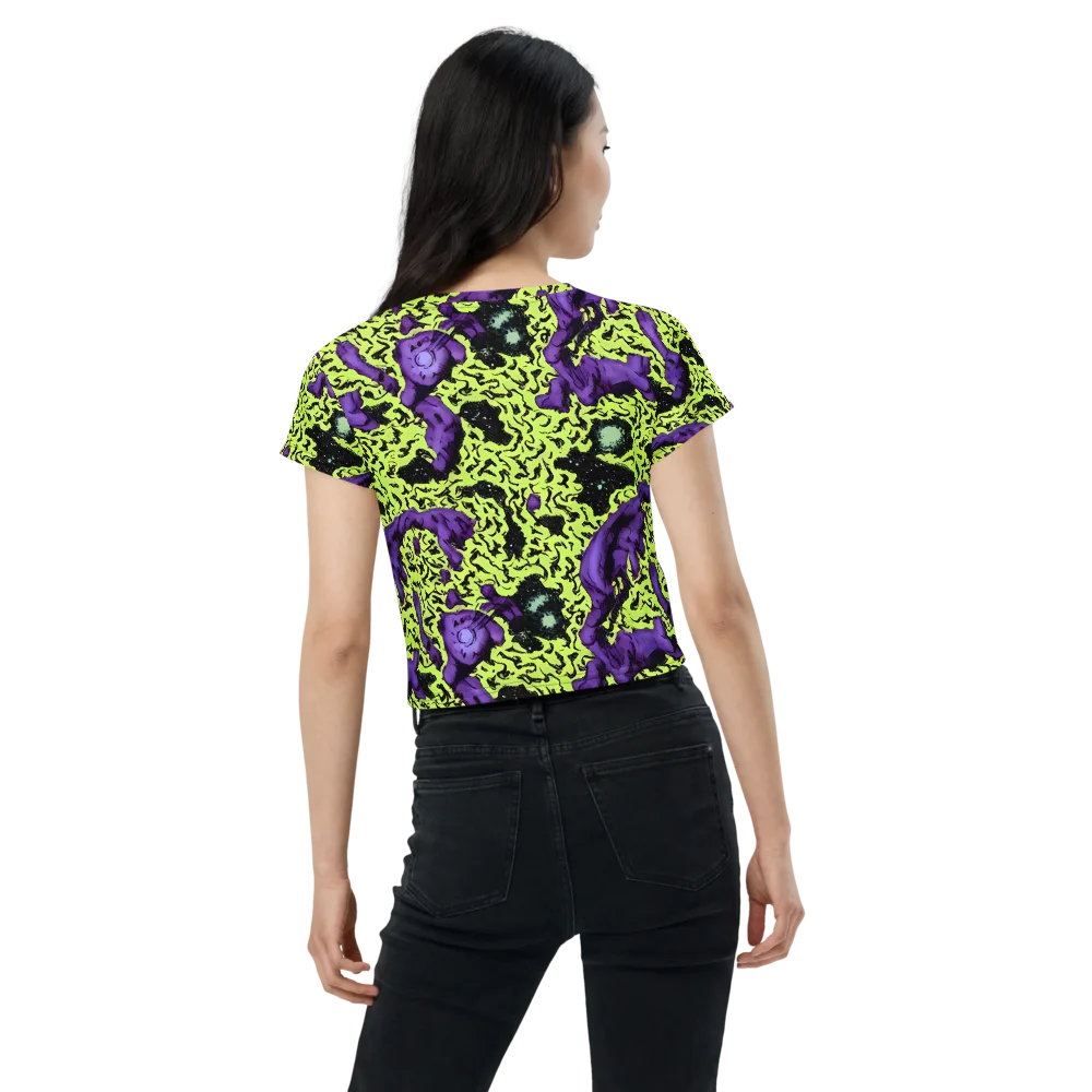 Violet Mayhem on Crop Tee — Back