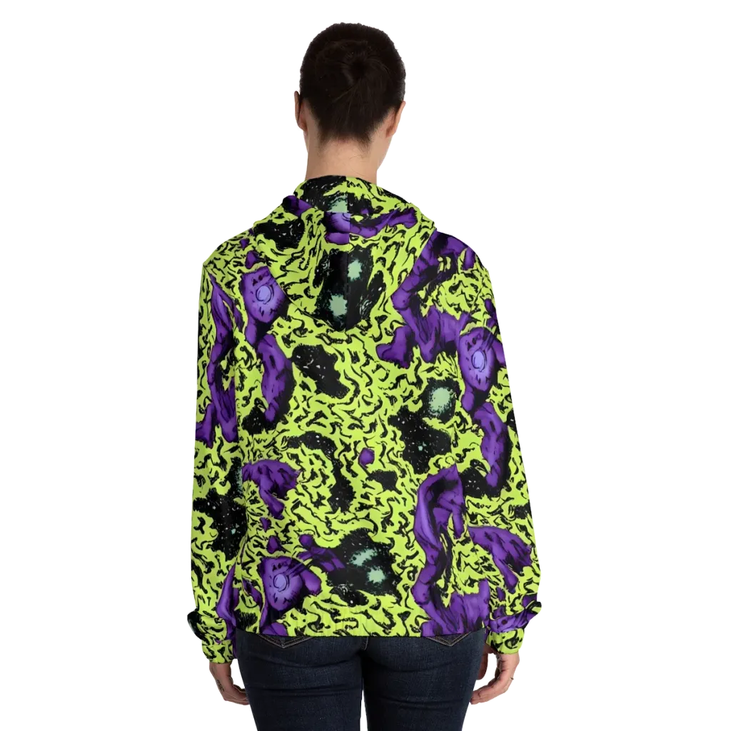 Violet Mayhem on Women's Full-Zip Hoodie — Back On Person