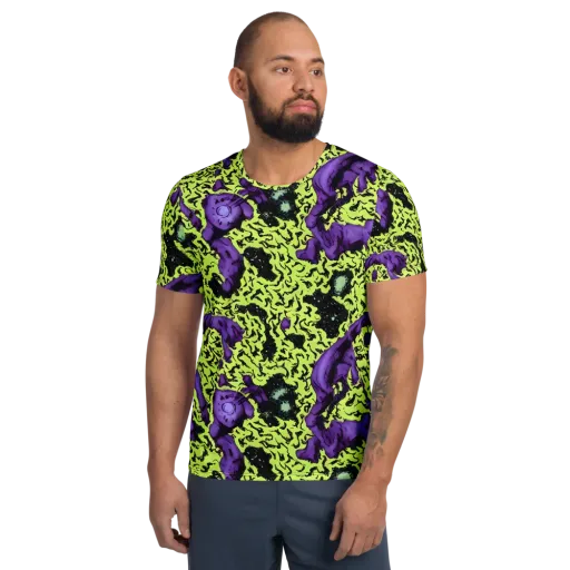 Violet Mayhem on a Men's Athletic T-Shirt