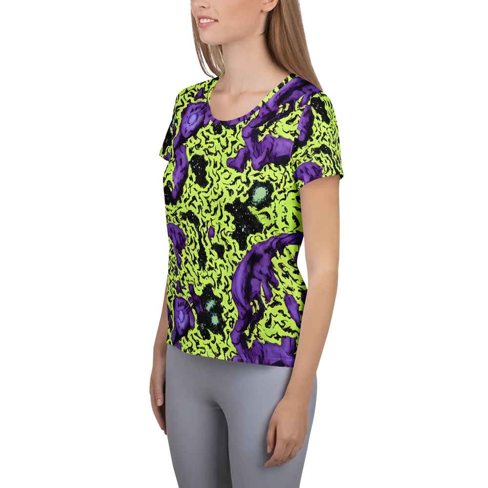 Violet Mayhem on Women's Athletic T-Shirt — Left