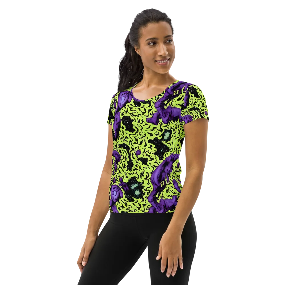Violet Mayhem on Women's Athletic T-Shirt — Left