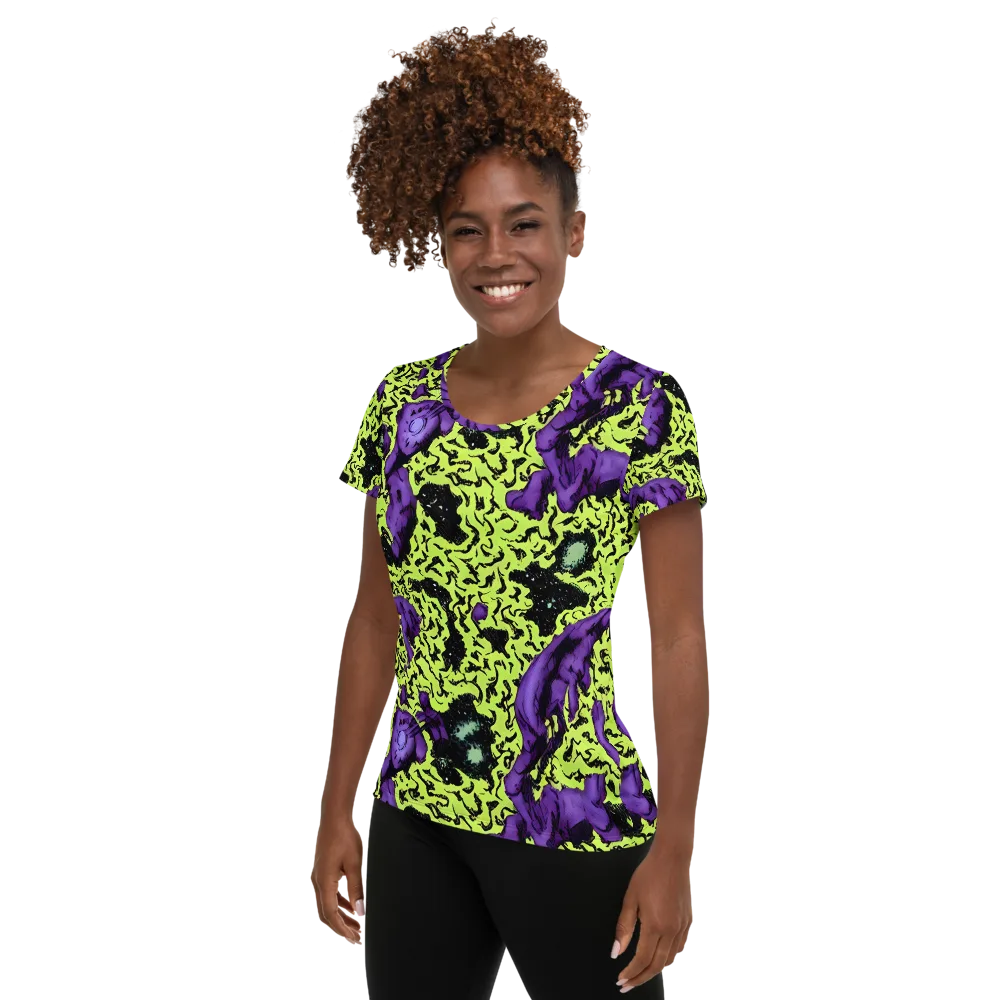 Violet Mayhem on Women's Athletic T-Shirt — Left