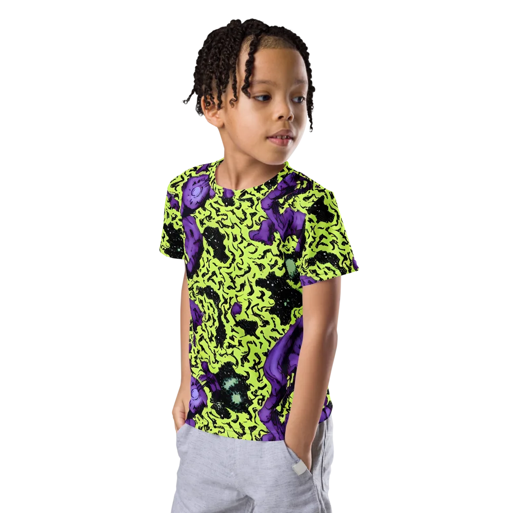 Violet Mayhem on Kids Crew Neck T-Shirt — Left Front