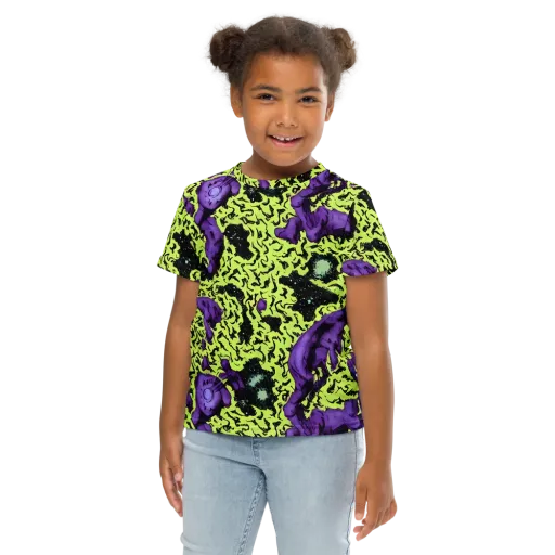 Violet Mayhem on a Kids Crew Neck T-Shirt