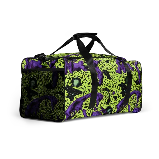 Violet Mayhem on a Duffle Bag