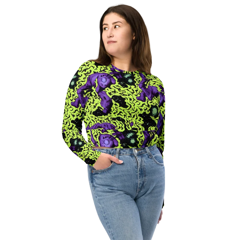 Violet Mayhem on Long Sleeve Crop Top — Front