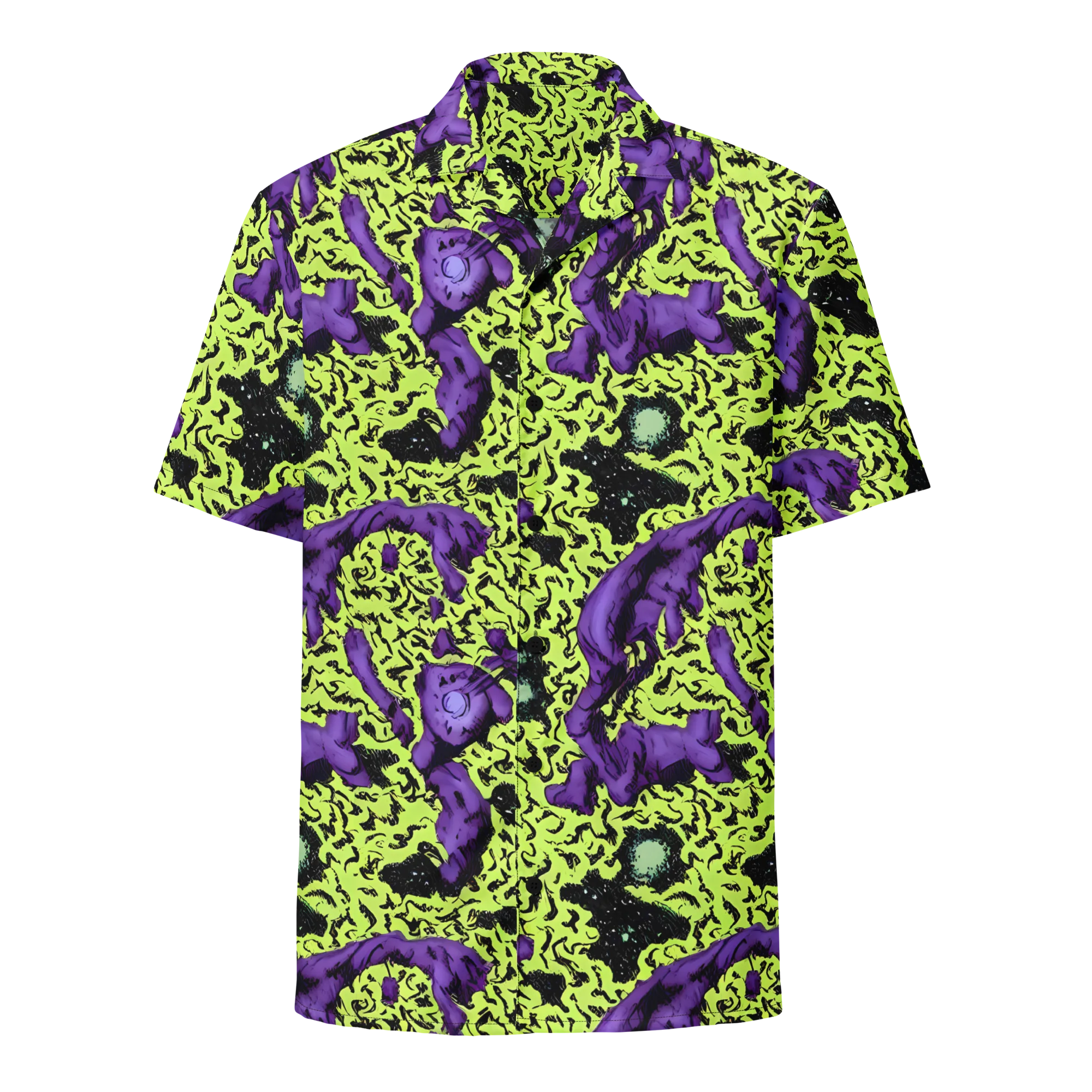 Violet Mayhem on Button Shirt — Front