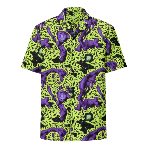Violet Mayhem on a Button Shirt