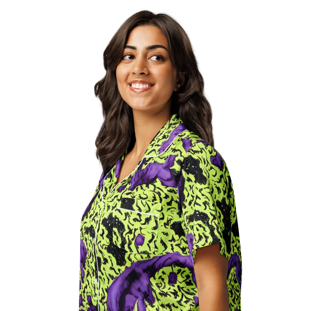 Violet Mayhem on Women's Short Sleeve Pajama Top — Left Front