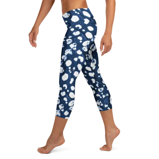 Indigo Confetti on a Capri Leggings