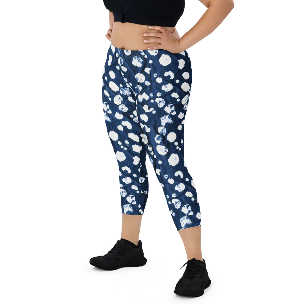 Indigo Confetti on Capri Leggings — Front