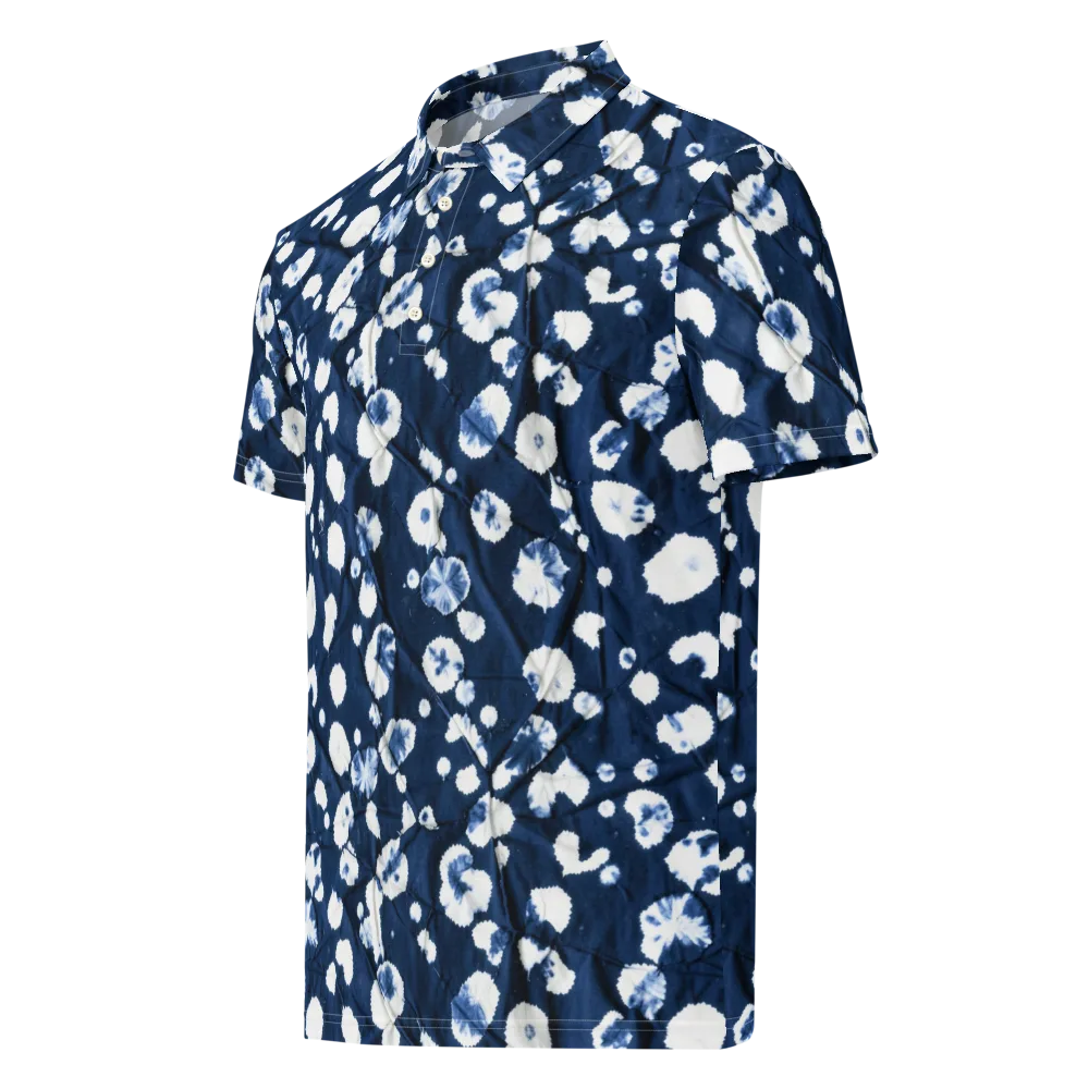 Indigo Confetti on Men's Slim Fit Polo Shirt — Left Front