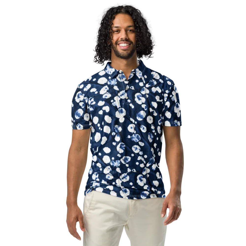 Indigo Confetti on Men's Slim Fit Polo Shirt — Front